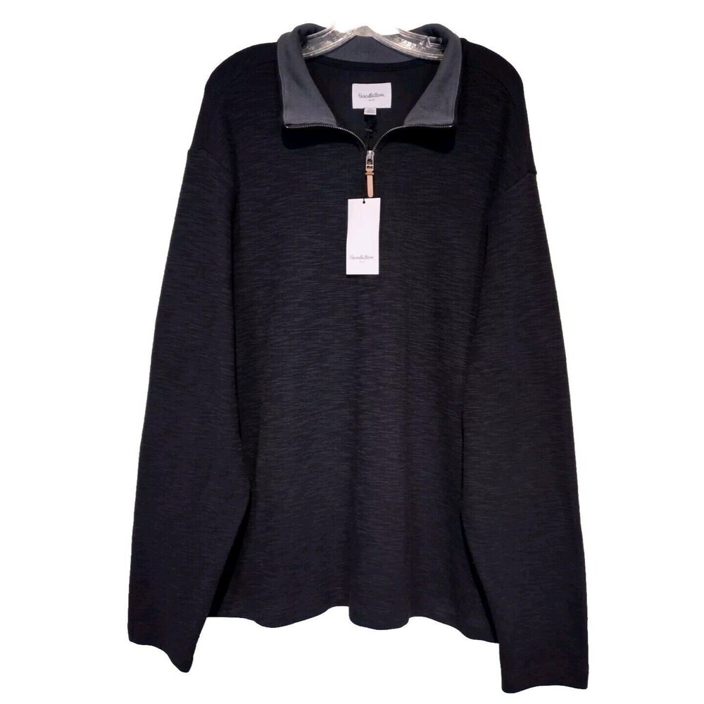 Goodfellow & Co. XL Mens 1/4 Zip Knit Mock Neck Pullover  Black New With Tags